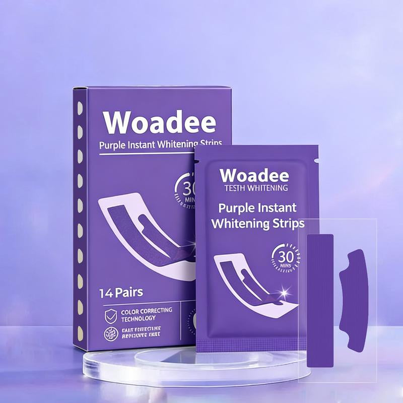 Woadee Teeth Whitening Strips Purple Colour Corrector for Brighter Teeth SP-6H Hydroxyapatite Toothpaste Free 14 Pairs