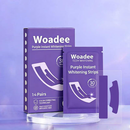 Woadee Teeth Whitening Strips Purple Colour Corrector for Brighter Teeth SP-6H Hydroxyapatite Toothpaste Free 14 Pairs