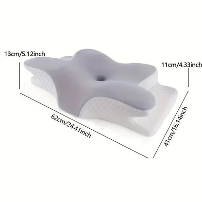 Orthopedic Adaptive Slow-Bounce Memory Foam Pillow - Dual Butterfly & Horn Contour Design for Neck Curve Support & Restful Sleep