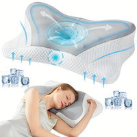 Orthopedic Adaptive Slow-Bounce Memory Foam Pillow - Dual Butterfly & Horn Contour Design for Neck Curve Support & Restful Sleep