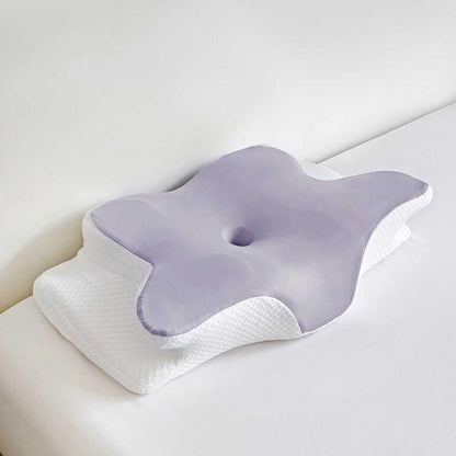 Orthopedic Adaptive Slow-Bounce Memory Foam Pillow - Dual Butterfly & Horn Contour Design for Neck Curve Support & Restful Sleep