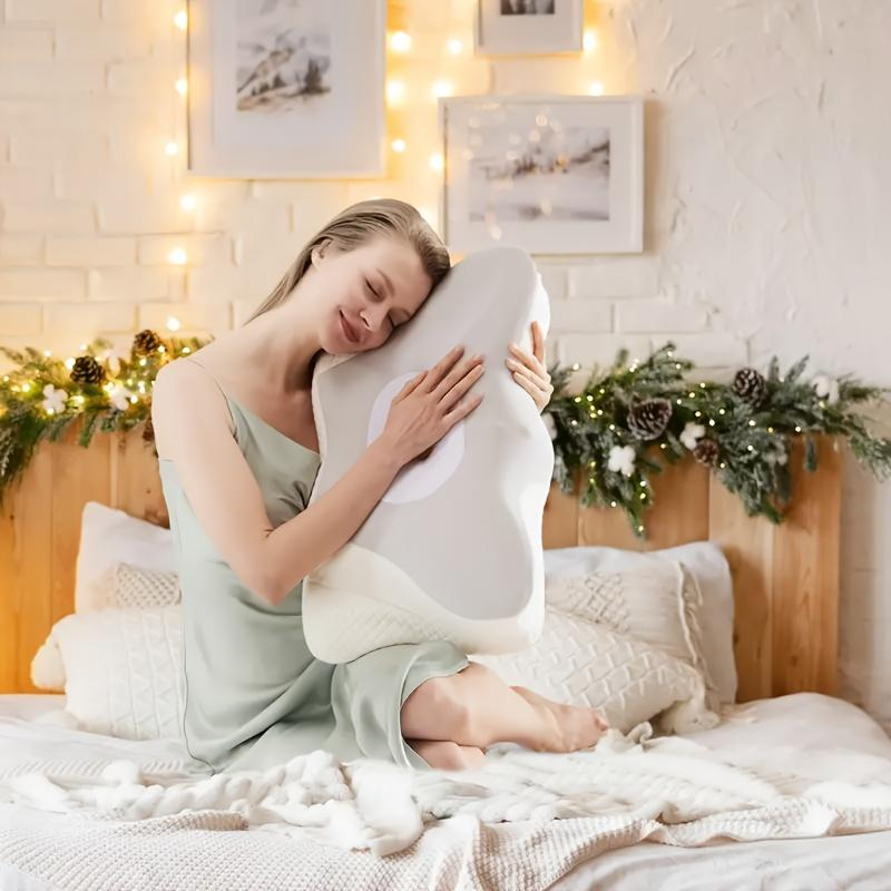 Orthopedic Adaptive Slow-Bounce Memory Foam Pillow - Dual Butterfly & Horn Contour Design for Neck Curve Support & Restful Sleep