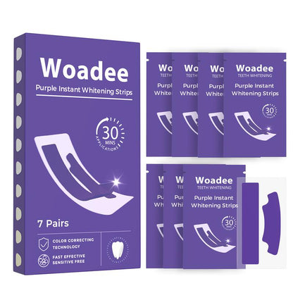 Woadee Teeth Whitening Strips Purple Colour Corrector for Brighter Teeth SP-6H Hydroxyapatite Toothpaste Free 14 Pairs